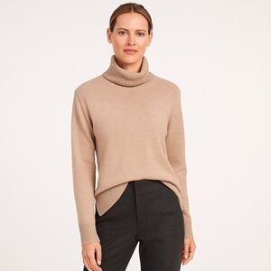 Bianco & Blu Cashmere & Merino wool blend sweater XL camel turtleneck knit